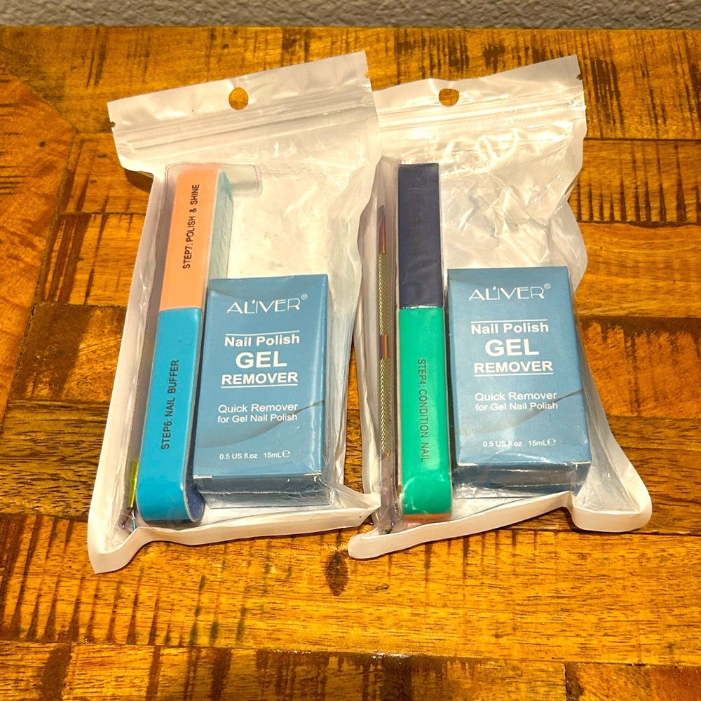 ALIVER Gel Nail Polish Remover Kit File and Metal Polish remover (2 sets) Quick